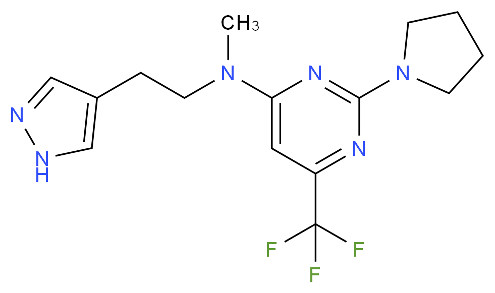 N-methyl-N-[2-(1H-pyrazol-4-yl)ethyl]-2-pyrrolidin-1-yl-6-(trifluoromethyl)pyrimidin-4-amine_分子结构_CAS_)