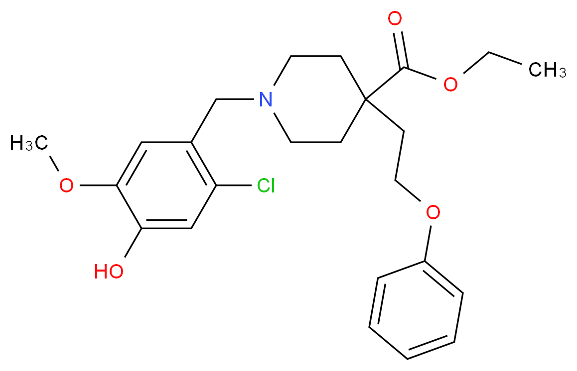 ethyl 1-(2-chloro-4-hydroxy-5-methoxybenzyl)-4-(2-phenoxyethyl)-4-piperidinecarboxylate_分子结构_CAS_)