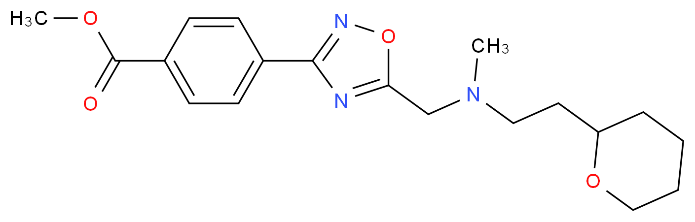 methyl 4-[5-({methyl[2-(tetrahydro-2H-pyran-2-yl)ethyl]amino}methyl)-1,2,4-oxadiazol-3-yl]benzoate_分子结构_CAS_)