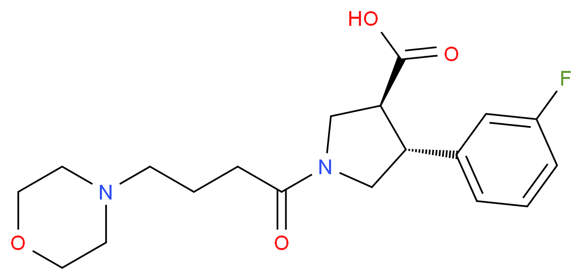 (3S*,4R*)-4-(3-fluorophenyl)-1-(4-morpholin-4-ylbutanoyl)pyrrolidine-3-carboxylic acid_分子结构_CAS_)