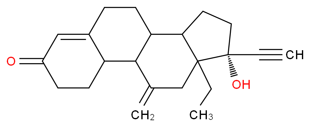 (14R)-15-ethyl-14-ethynyl-14-hydroxy-17-methylidenetetracyclo[8.7.0.0^{2,7}.0^{11,15}]heptadec-6-en-5-one_分子结构_CAS_54048-10-1