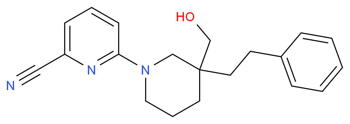 6-[3-(hydroxymethyl)-3-(2-phenylethyl)piperidin-1-yl]pyridine-2-carbonitrile_分子结构_CAS_)