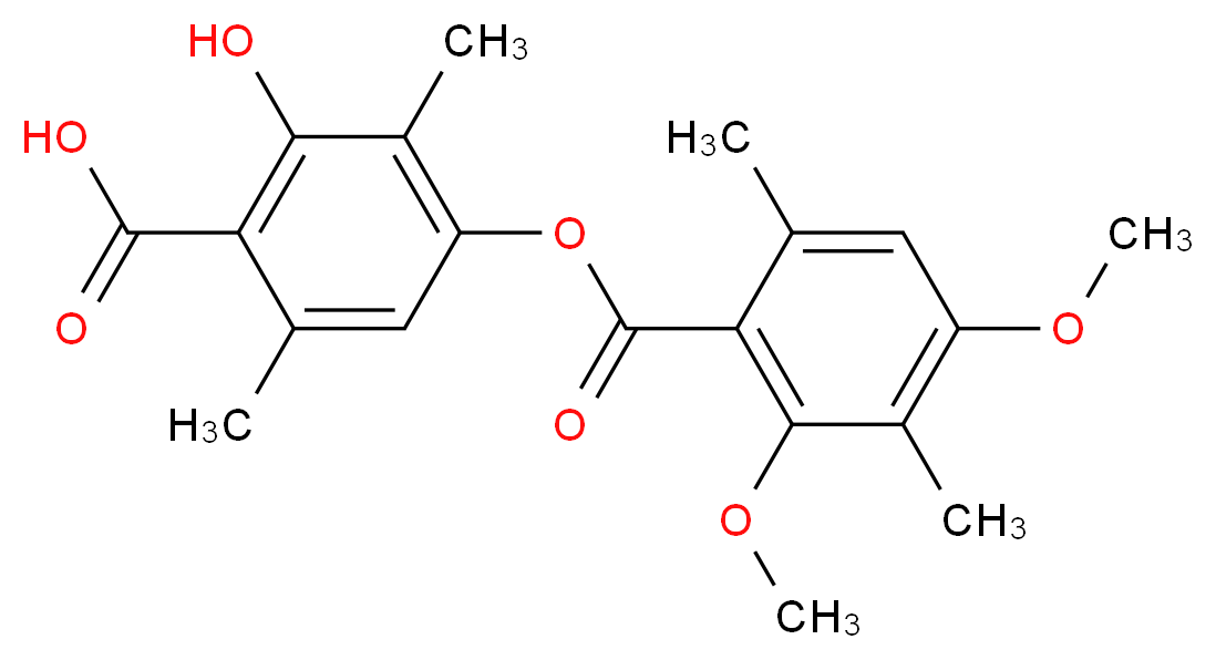 4-(2,4-dimethoxy-3,6-dimethylbenzoyloxy)-2-hydroxy-3,6-dimethylbenzoic acid_分子结构_CAS_436-32-8