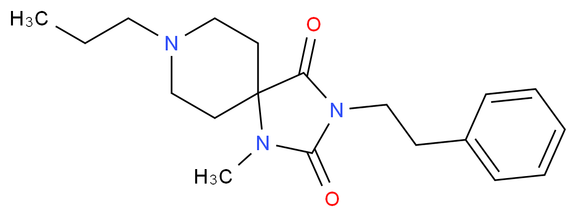 1-methyl-3-(2-phenylethyl)-8-propyl-1,3,8-triazaspiro[4.5]decane-2,4-dione_分子结构_CAS_)