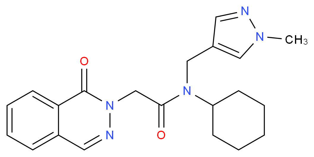 N-cyclohexyl-N-[(1-methyl-1H-pyrazol-4-yl)methyl]-2-(1-oxophthalazin-2(1H)-yl)acetamide_分子结构_CAS_)