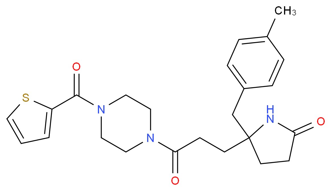 5-(4-methylbenzyl)-5-{3-oxo-3-[4-(2-thienylcarbonyl)-1-piperazinyl]propyl}-2-pyrrolidinone_分子结构_CAS_)