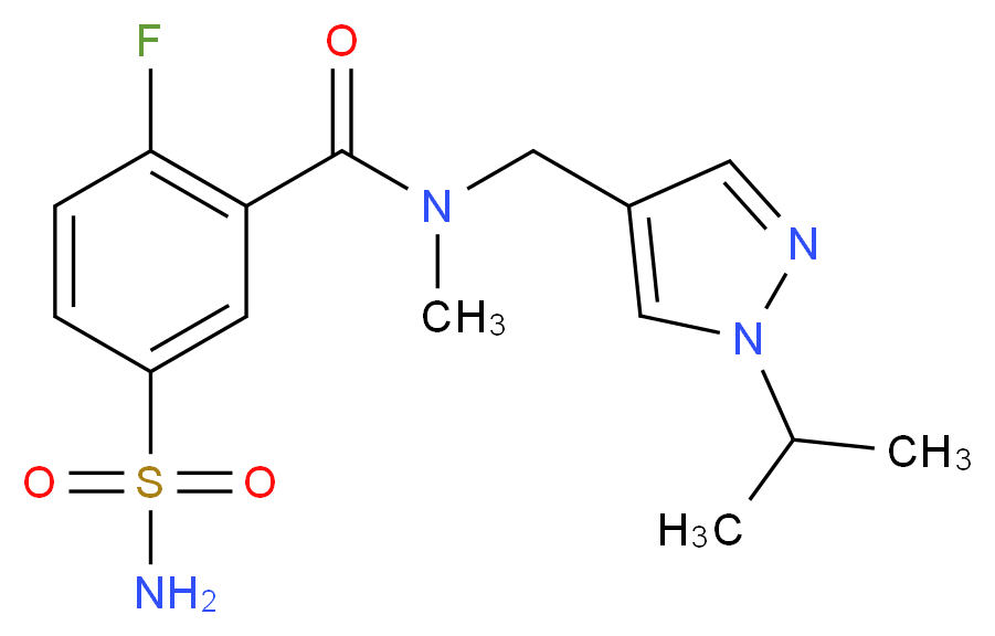 5-(aminosulfonyl)-2-fluoro-N-[(1-isopropyl-1H-pyrazol-4-yl)methyl]-N-methylbenzamide_分子结构_CAS_)