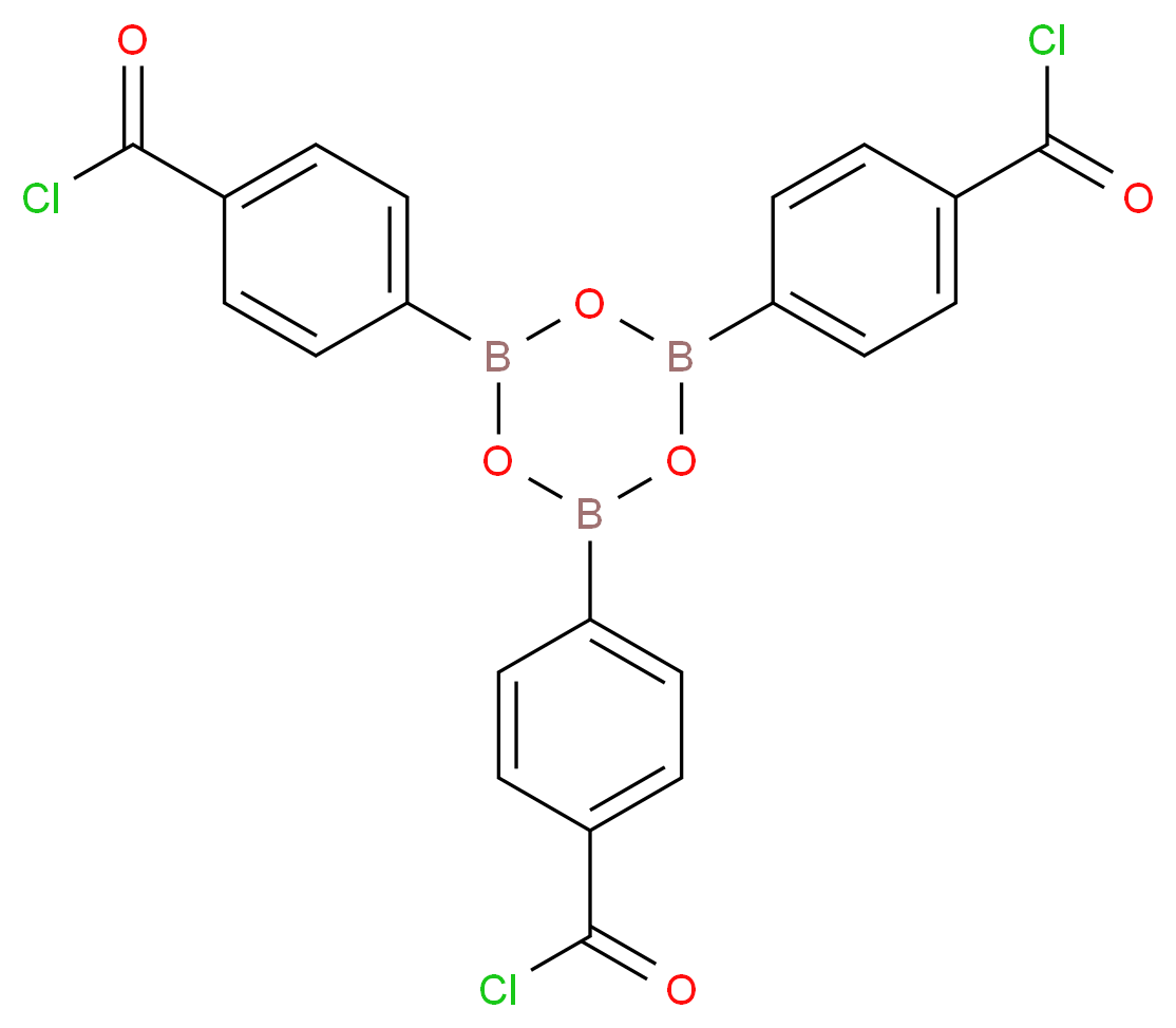 4-{bis[4-(carbonochloridoyl)phenyl]-1,3,5,2,4,6-trioxatriborinan-2-yl}benzoyl chloride_分子结构_CAS_332154-57-1