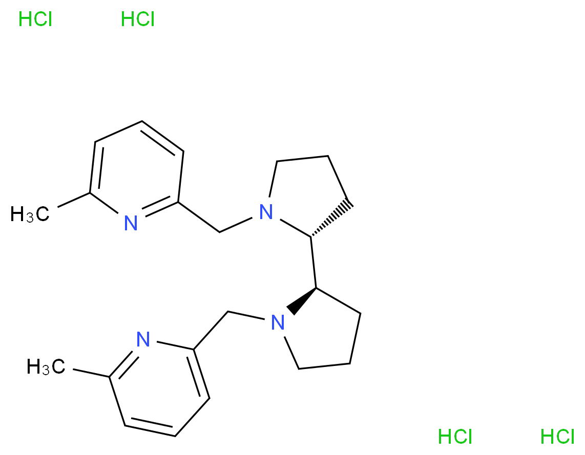 (2R,2′R)-1,1′-双(6-甲基-2-吡啶基甲基)-2,2′-二吡咯烷 四盐酸盐_分子结构_CAS_1228077-94-8)