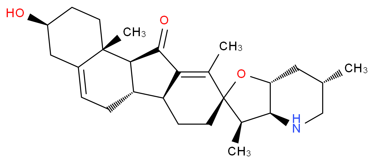 (1'S,2R,2'R,3R,3aS,5'S,6S,7aR,10'S,11'S)-5'-hydroxy-2',3,6,15'-tetramethyl-3a,4,5,6,7,7a-hexahydro-3H-spiro[furo[3,2-b]pyridine-2,14'-tetracyclo[8.7.0.0<sup>2</sup>,<sup>7</sup>.0<sup>1</sup><sup>1</sup>,<sup>1</sup><sup>6</sup>]heptadecane]-7',15'-dien-17'-one_分子结构_CAS_469-59-0