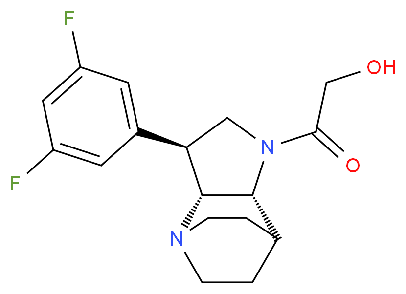2-[(2R*,3S*,6R*)-3-(3,5-difluorophenyl)-1,5-diazatricyclo[5.2.2.0~2,6~]undec-5-yl]-2-oxoethanol_分子结构_CAS_)