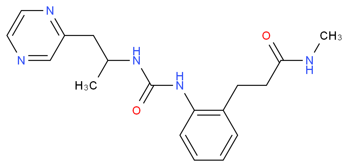 N-methyl-3-[2-({[(1-methyl-2-pyrazin-2-ylethyl)amino]carbonyl}amino)phenyl]propanamide_分子结构_CAS_)