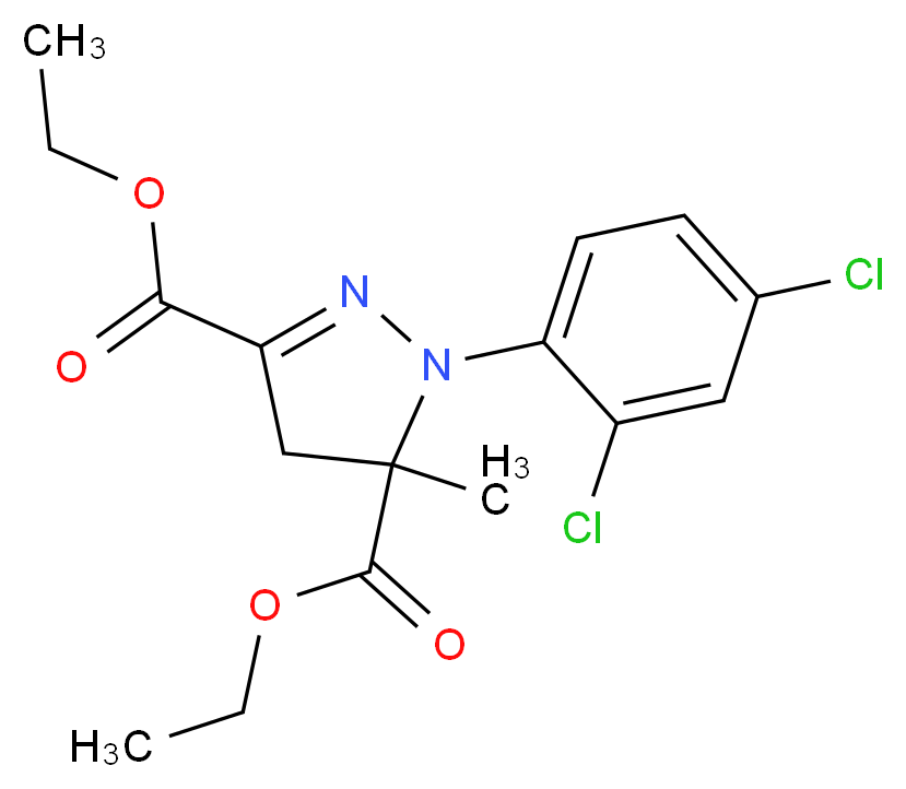 3,5-diethyl 1-(2,4-dichlorophenyl)-5-methyl-4,5-dihydro-1H-pyrazole-3,5-dicarboxylate_分子结构_CAS_135590-91-9