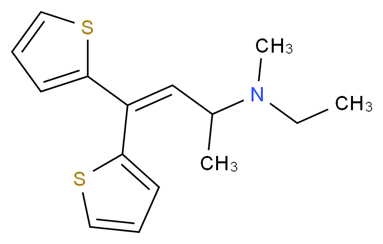 [4,4-bis(thiophen-2-yl)but-3-en-2-yl](ethyl)methylamine_分子结构_CAS_441-61-2