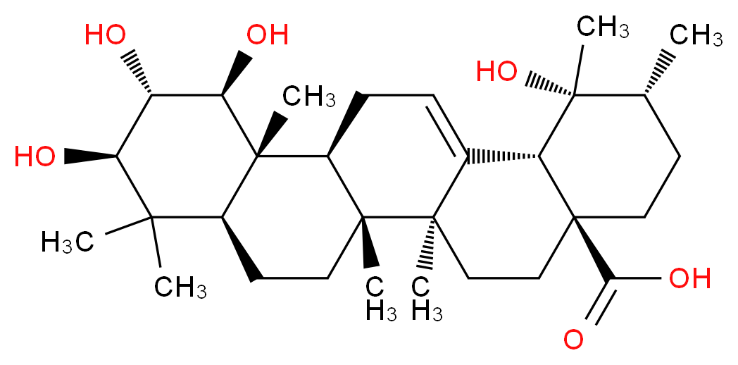 1,2,3,19-Tetrahydroxy-12-ursen-28-oic acid_分子结构_CAS_113558-03-5)