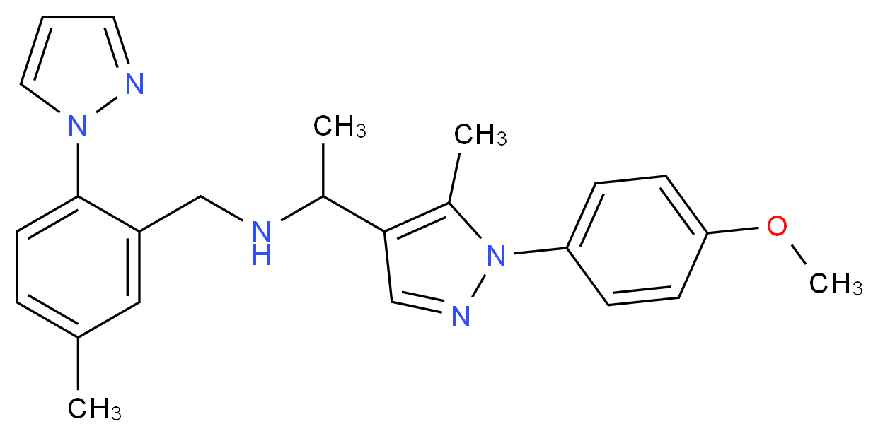 1-[1-(4-methoxyphenyl)-5-methyl-1H-pyrazol-4-yl]-N-[5-methyl-2-(1H-pyrazol-1-yl)benzyl]ethanamine_分子结构_CAS_)