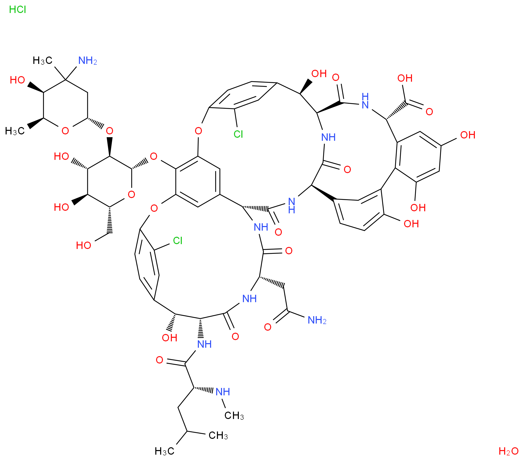 万古霉素 盐酸盐 水合物_分子结构_CAS_123409-00-7)