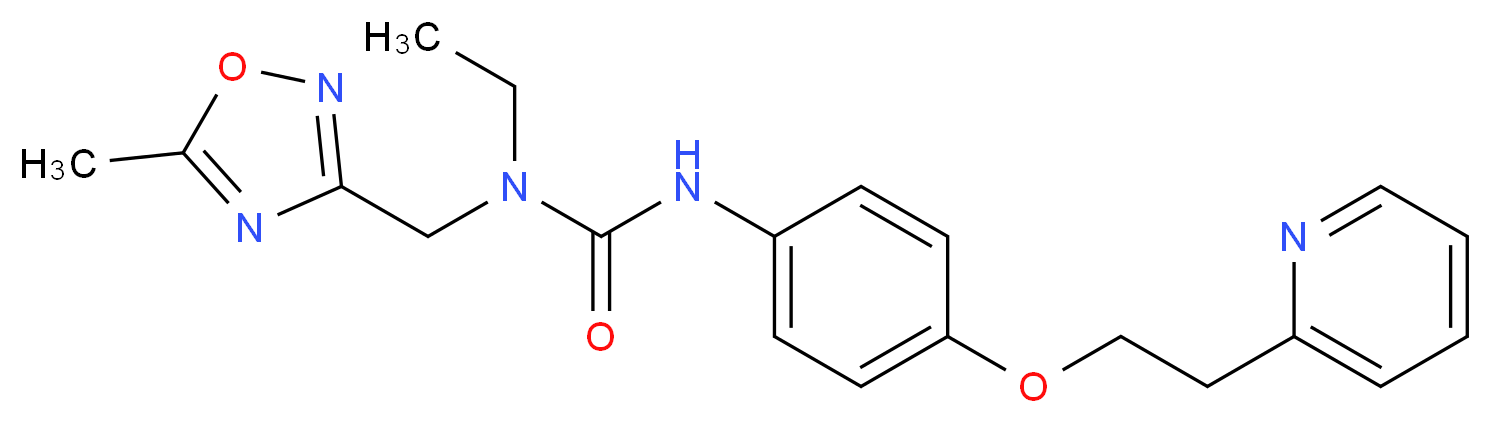 N-ethyl-N-[(5-methyl-1,2,4-oxadiazol-3-yl)methyl]-N'-[4-(2-pyridin-2-ylethoxy)phenyl]urea_分子结构_CAS_)