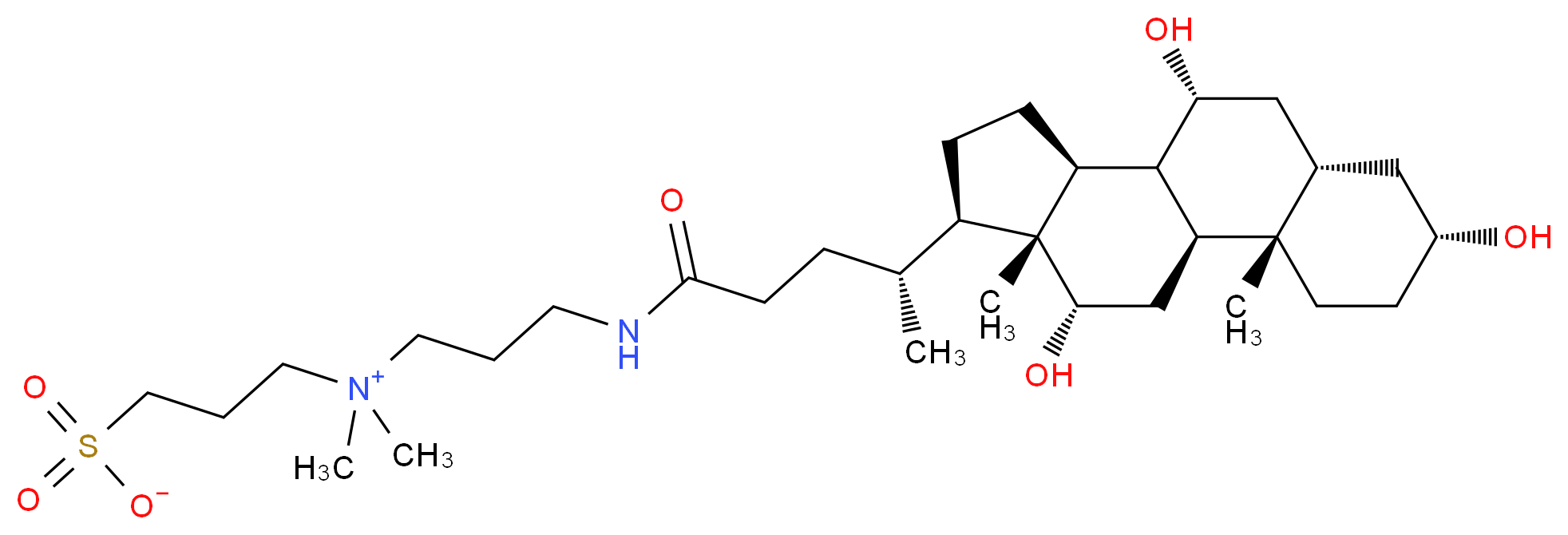 3-[dimethyl({3-[(4R)-4-[(1S,2S,5R,7S,9R,10R,11S,14R,15R,16S)-5,9,16-trihydroxy-2,15-dimethyltetracyclo[8.7.0.0<sup>2</sup>,<sup>7</sup>.0<sup>1</sup><sup>1</sup>,<sup>1</sup><sup>5</sup>]heptadecan-14-yl]pentanamido]propyl})azaniumyl]propane-1-sulfonate_分子结构_CAS_75621-03-3