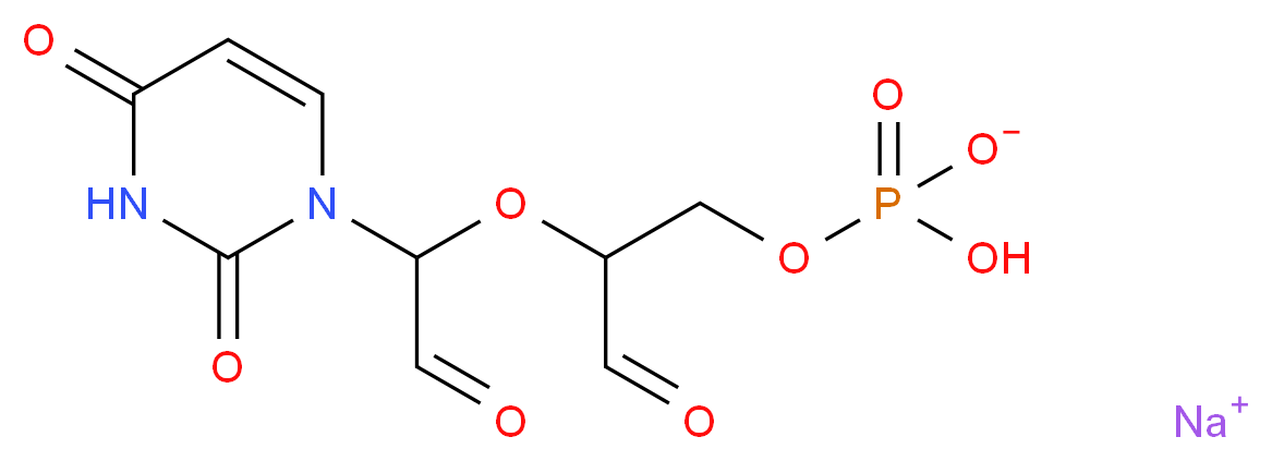 sodium 2-[1-(2,4-dioxo-1,2,3,4-tetrahydropyrimidin-1-yl)-2-oxoethoxy]-3-(hydrogen phosphonatooxy)propanal_分子结构_CAS_108321-57-9