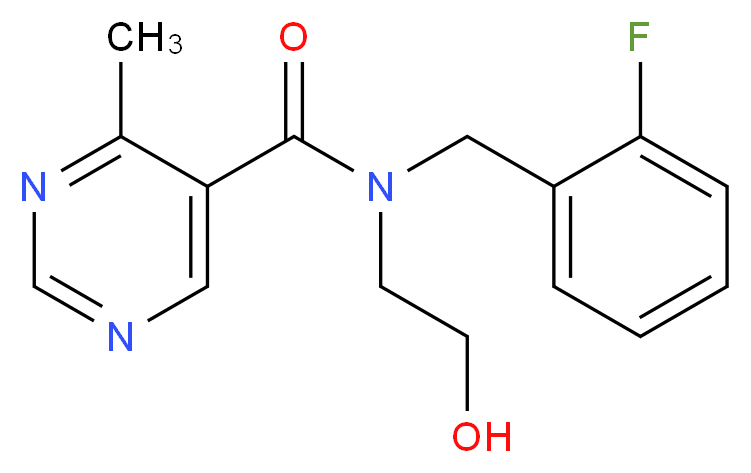 N-(2-fluorobenzyl)-N-(2-hydroxyethyl)-4-methylpyrimidine-5-carboxamide_分子结构_CAS_)