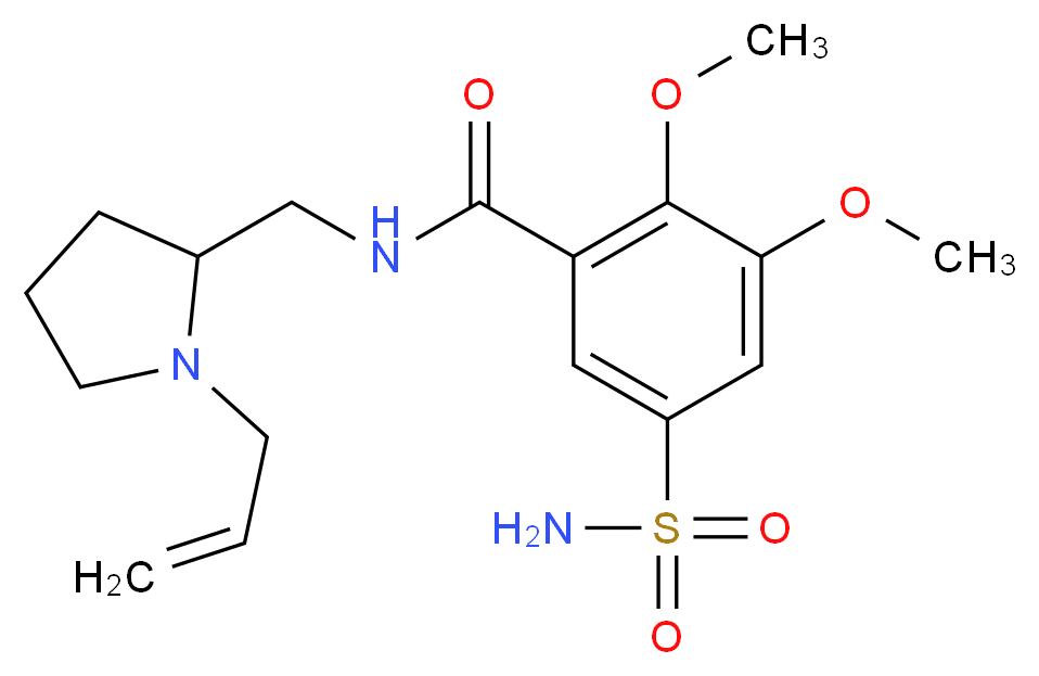 2,3-dimethoxy-N-{[1-(prop-2-en-1-yl)pyrrolidin-2-yl]methyl}-5-sulfamoylbenzamide_分子结构_CAS_66644-81-3