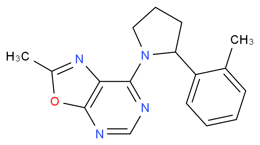 2-methyl-7-[2-(2-methylphenyl)pyrrolidin-1-yl][1,3]oxazolo[5,4-d]pyrimidine_分子结构_CAS_)