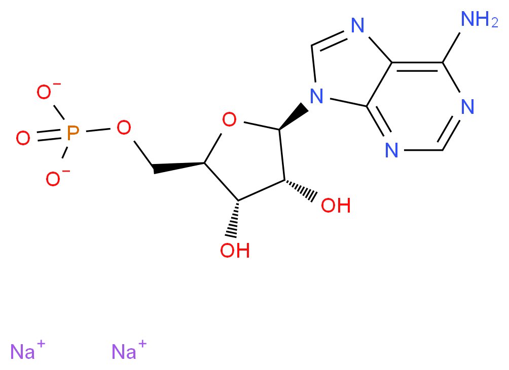 disodium [(2R,3S,4R,5R)-5-(6-amino-9H-purin-9-yl)-3,4-dihydroxyoxolan-2-yl]methyl phosphate_分子结构_CAS_149022-20-8