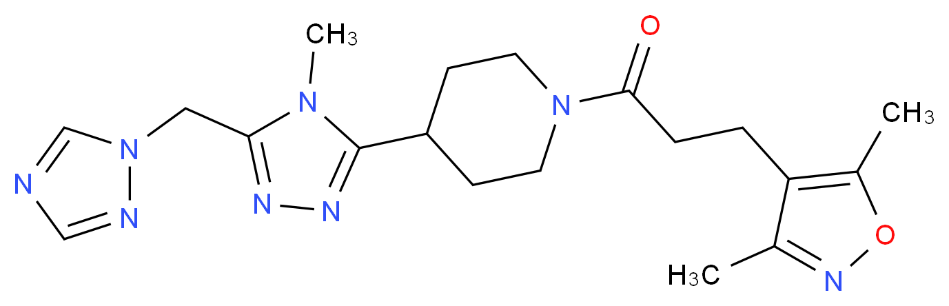 1-[3-(3,5-dimethylisoxazol-4-yl)propanoyl]-4-[4-methyl-5-(1H-1,2,4-triazol-1-ylmethyl)-4H-1,2,4-triazol-3-yl]piperidine_分子结构_CAS_)