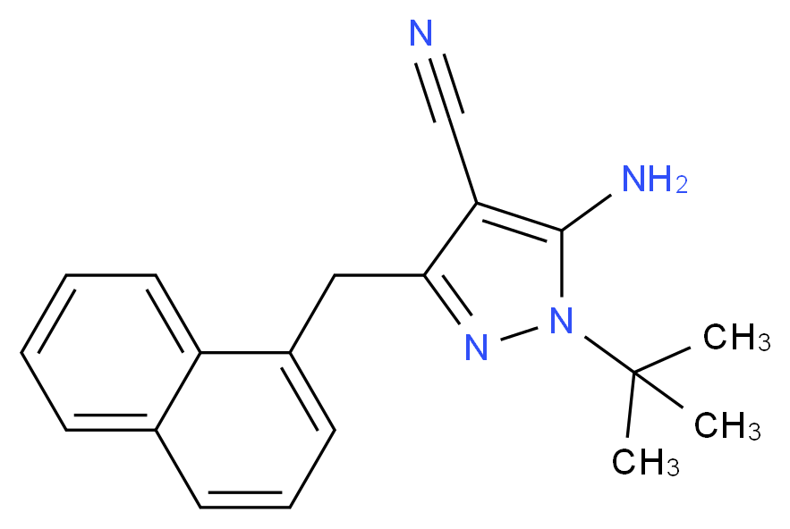 5-amino-1-tert-butyl-3-(naphthalen-1-ylmethyl)-1H-pyrazole-4-carbonitrile_分子结构_CAS_221243-77-2