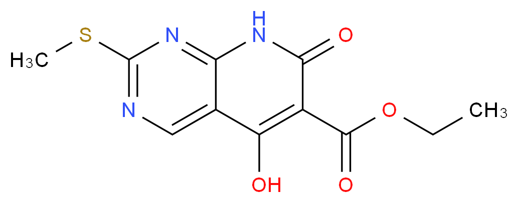 Ethyl 5-hydroxy-2-(methylthio)-7-oxo-7,8-dihydropyrido[2,3-d]pyrimidine-6-carboxylate_分子结构_CAS_95898-54-7)