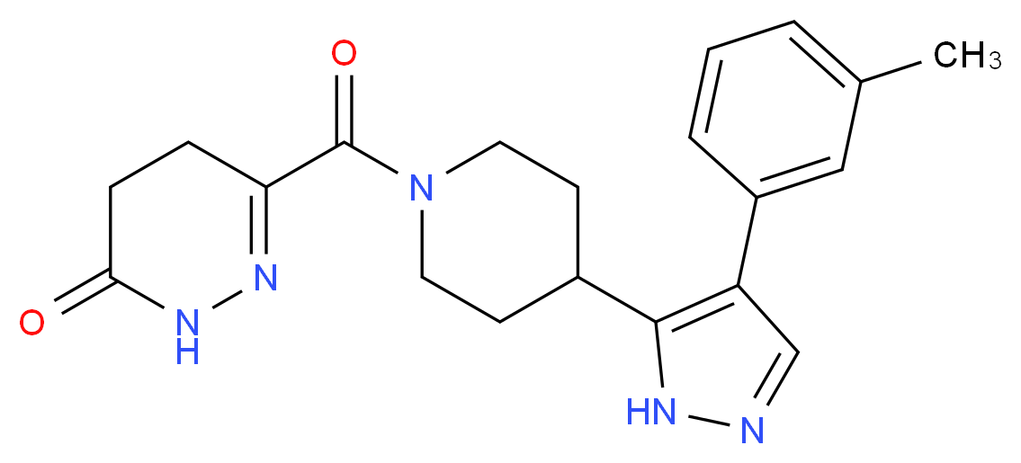 6-({4-[4-(3-methylphenyl)-1H-pyrazol-5-yl]piperidin-1-yl}carbonyl)-4,5-dihydropyridazin-3(2H)-one_分子结构_CAS_)
