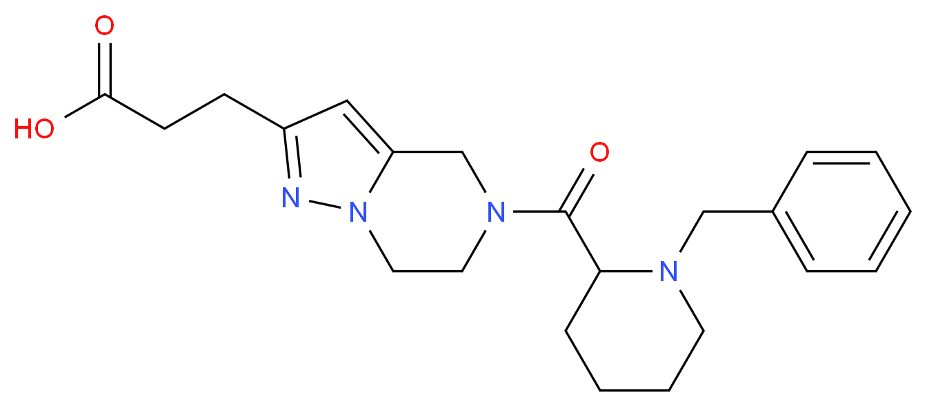 3-{5-[(1-benzyl-2-piperidinyl)carbonyl]-4,5,6,7-tetrahydropyrazolo[1,5-a]pyrazin-2-yl}propanoic acid_分子结构_CAS_)