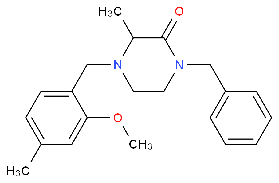 1-benzyl-4-(2-methoxy-4-methylbenzyl)-3-methylpiperazin-2-one_分子结构_CAS_)