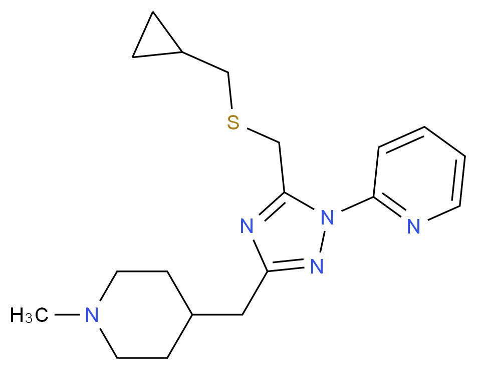 2-{5-{[(cyclopropylmethyl)thio]methyl}-3-[(1-methylpiperidin-4-yl)methyl]-1H-1,2,4-triazol-1-yl}pyridine_分子结构_CAS_)