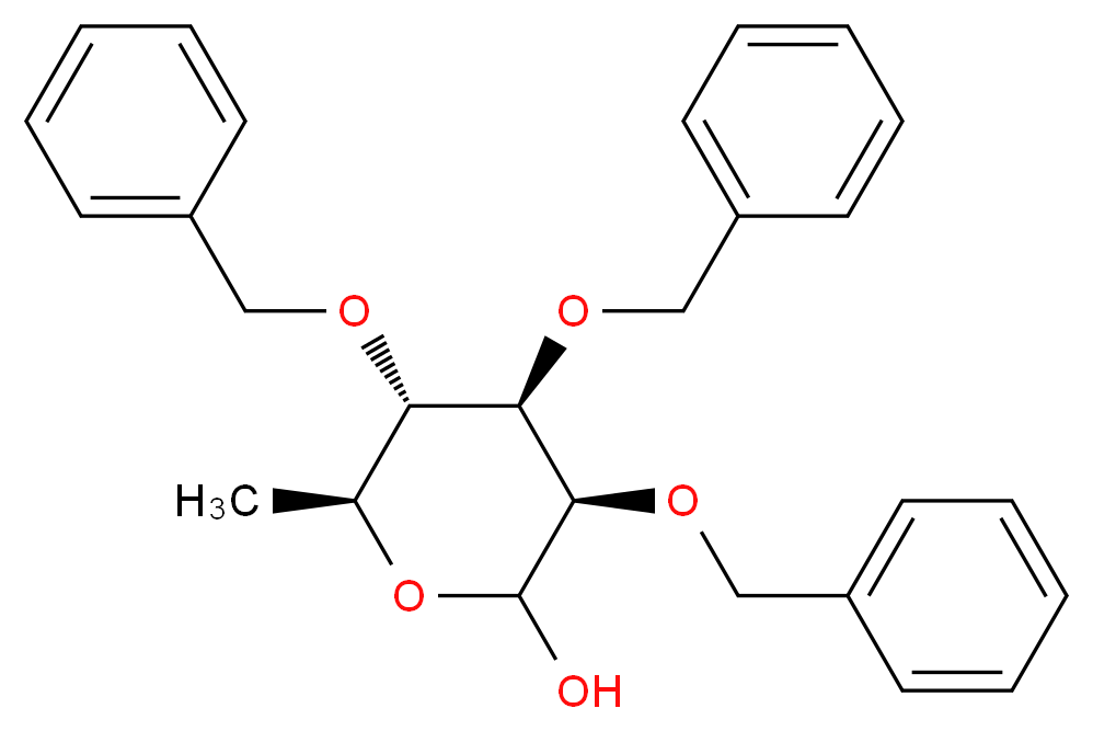 (3R,4R,5S,6S)-3,4,5-tris(benzyloxy)-6-methyloxan-2-ol_分子结构_CAS_210426-02-1