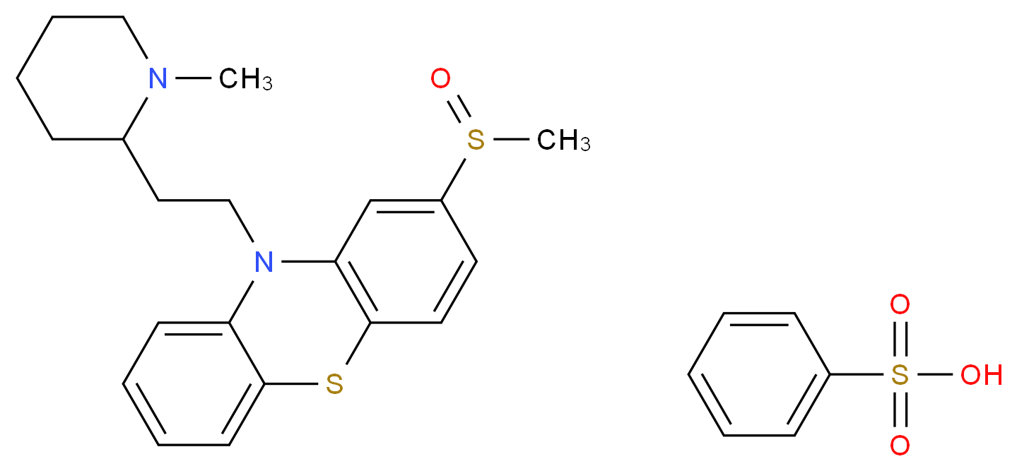 2-methanesulfinyl-10-[2-(1-methylpiperidin-2-yl)ethyl]-10H-phenothiazine; benzenesulfonic acid_分子结构_CAS_32672-69-8