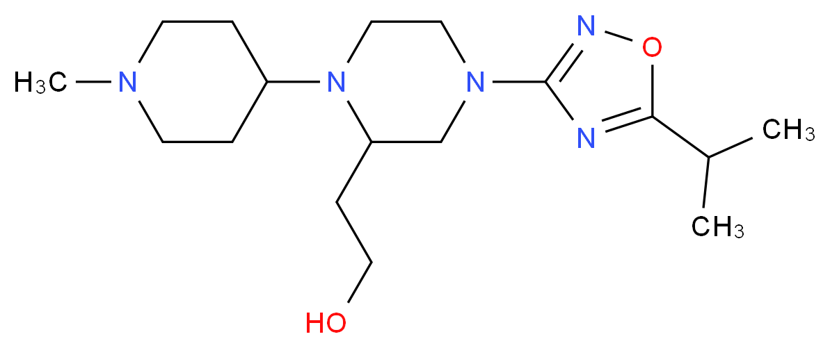 2-[4-(5-isopropyl-1,2,4-oxadiazol-3-yl)-1-(1-methyl-4-piperidinyl)-2-piperazinyl]ethanol_分子结构_CAS_)