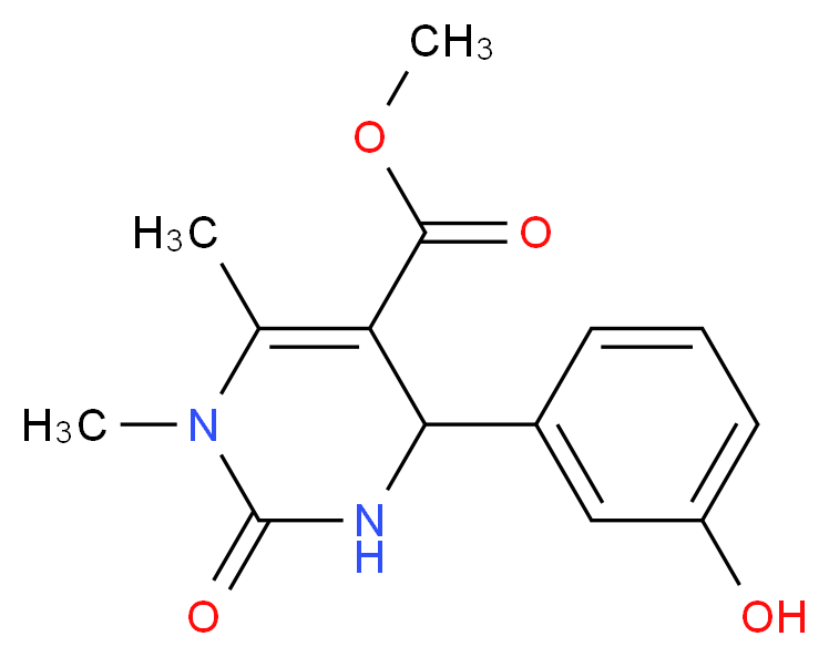 methyl 4-(3-hydroxyphenyl)-1,6-dimethyl-2-oxo-1,2,3,4-tetrahydropyrimidine-5-carboxylate_分子结构_CAS_301319-88-0)