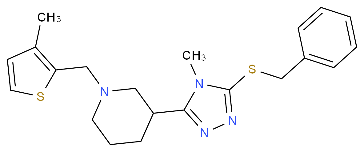 3-[5-(benzylthio)-4-methyl-4H-1,2,4-triazol-3-yl]-1-[(3-methyl-2-thienyl)methyl]piperidine_分子结构_CAS_)