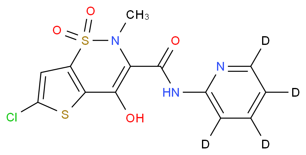 6-chloro-4-hydroxy-2-methyl-1,1-dioxo-N-[(<sup>2</sup>H<sub>4</sub>)pyridin-2-yl]-2H-1λ<sup>6</sup>,5,2-thieno[2,3-e][1λ<sup>6</sup>,2]thiazine-3-carboxamide_分子结构_CAS_1216527-48-8