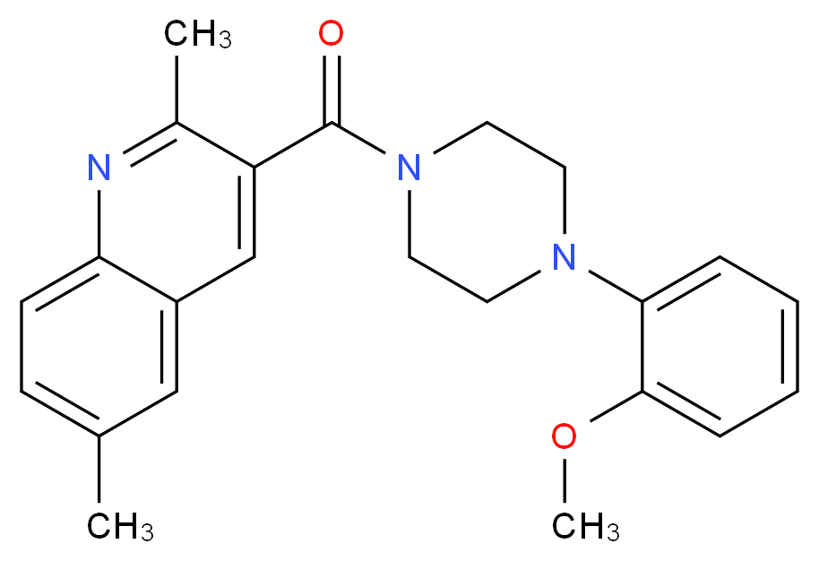 3-{[4-(2-methoxyphenyl)-1-piperazinyl]carbonyl}-2,6-dimethylquinoline_分子结构_CAS_)