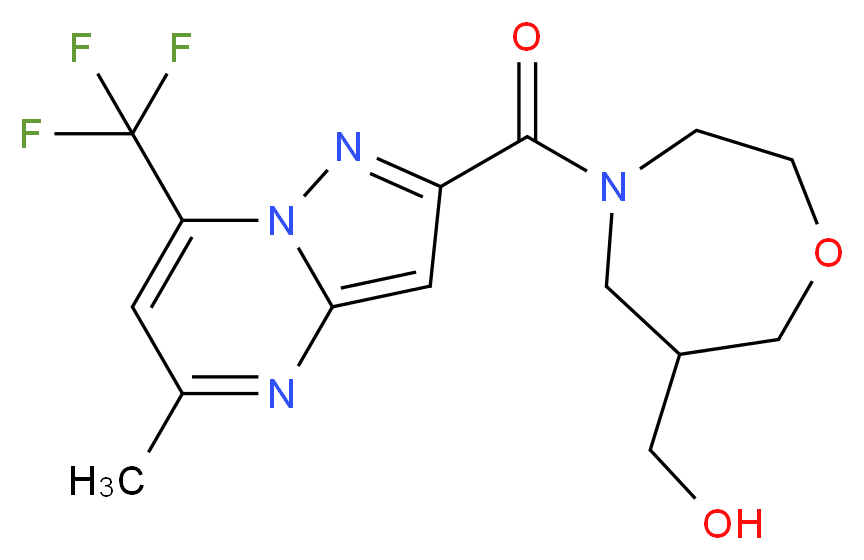 (4-{[5-methyl-7-(trifluoromethyl)pyrazolo[1,5-a]pyrimidin-2-yl]carbonyl}-1,4-oxazepan-6-yl)methanol_分子结构_CAS_)