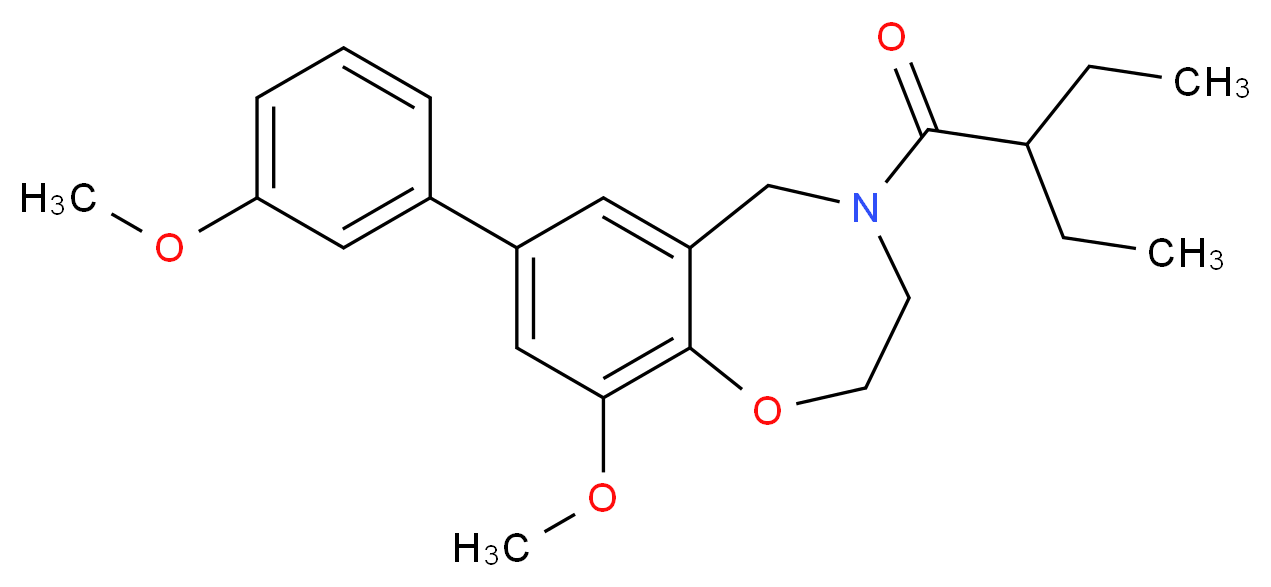 4-(2-ethylbutanoyl)-9-methoxy-7-(3-methoxyphenyl)-2,3,4,5-tetrahydro-1,4-benzoxazepine_分子结构_CAS_)