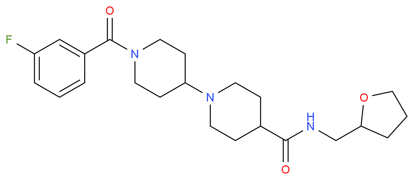 1'-(3-fluorobenzoyl)-N-(tetrahydro-2-furanylmethyl)-1,4'-bipiperidine-4-carboxamide_分子结构_CAS_)