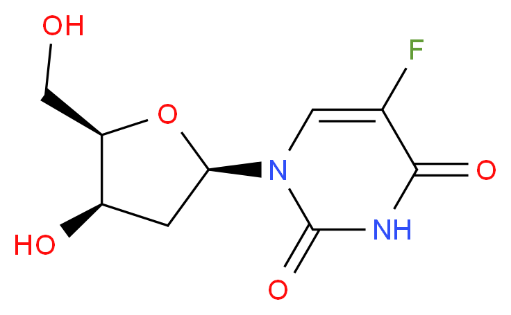 5-fluoro-1-[(2R,4R,5R)-4-hydroxy-5-(hydroxymethyl)oxolan-2-yl]-1,2,3,4-tetrahydropyrimidine-2,4-dione_分子结构_CAS_50-91-9