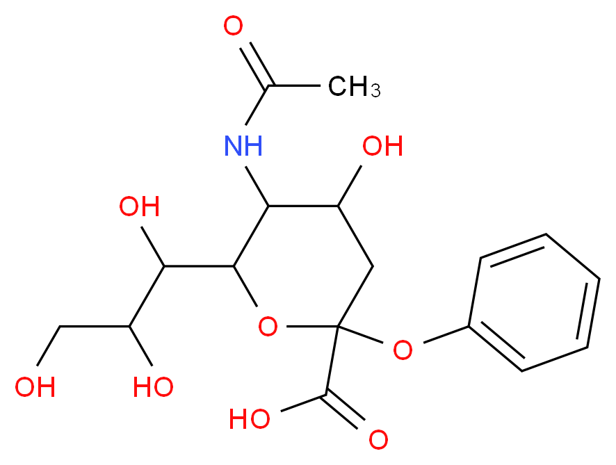 5-acetamido-4-hydroxy-2-phenoxy-6-(1,2,3-trihydroxypropyl)oxane-2-carboxylic acid_分子结构_CAS_15964-32-6