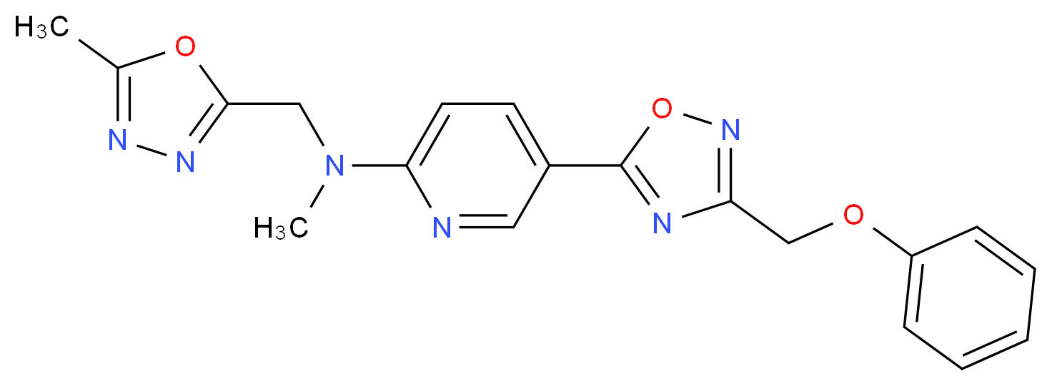 N-methyl-N-[(5-methyl-1,3,4-oxadiazol-2-yl)methyl]-5-[3-(phenoxymethyl)-1,2,4-oxadiazol-5-yl]-2-pyridinamine_分子结构_CAS_)