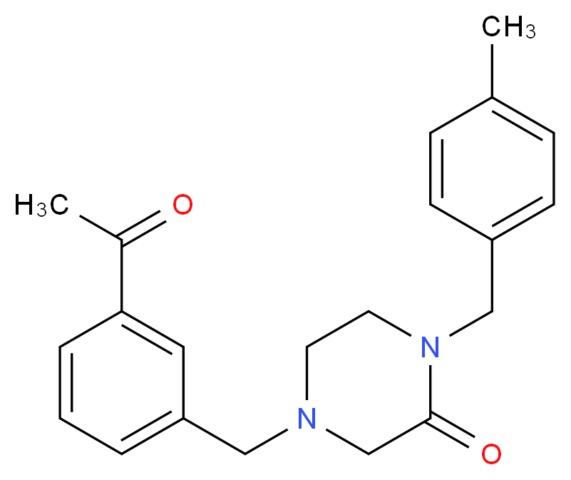 4-(3-acetylbenzyl)-1-(4-methylbenzyl)-2-piperazinone_分子结构_CAS_)