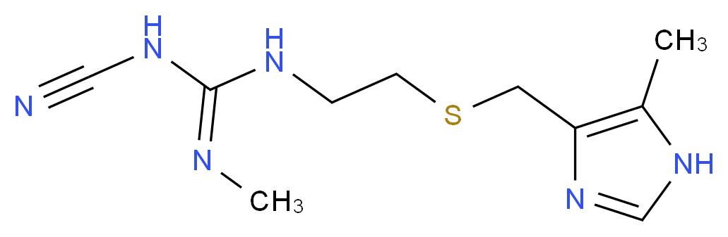 (E)-1-cyano-2-methyl-3-(2-{[(5-methyl-1H-imidazol-4-yl)methyl]sulfanyl}ethyl)guanidine_分子结构_CAS_51481-61-9